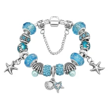 Модные ювелирные браслеты, DIY браслет из сплава с бусинами, маленькие морские животные модный стеклянный браслет подарок на день Святого Валентина