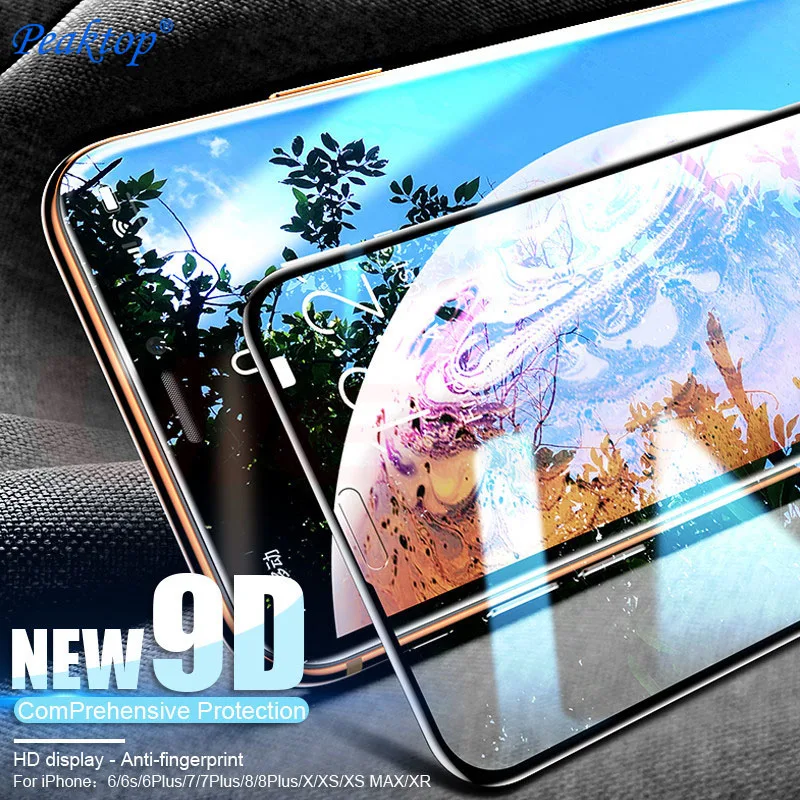 Защитное стекло 9D для IPhone 6 6S 7 8 X XS MAX 6s Plus закаленное | Мобильные телефоны и
