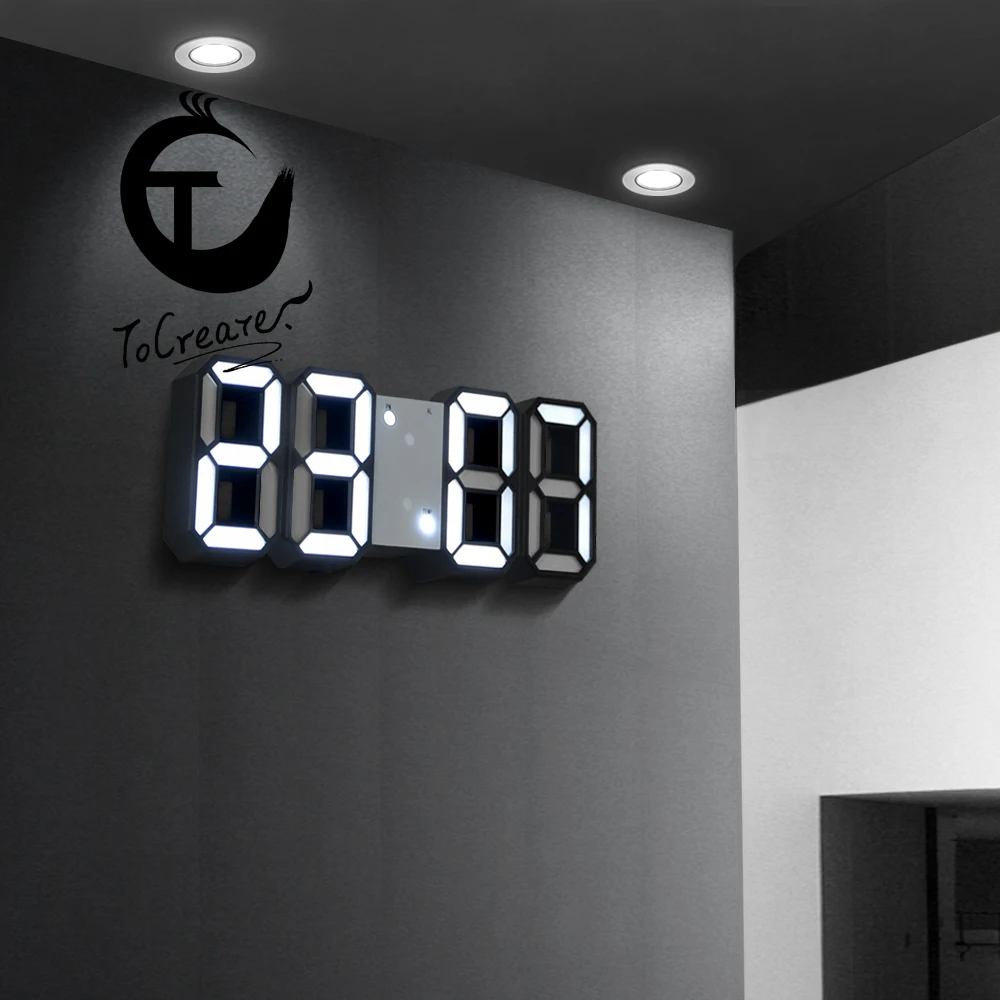 Beurs jas Nevelig 3D LED Wall Clock Modern Design Digital Clock Alarm Clock Night Light Saat  Reloj De Pared best selling products clock|Alarm Clocks| - AliExpress