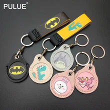 Маленький круглый чехол для ключей из искусственной кожи высокого качества с рисунком животных из мультфильма, женский портативный брелок для ключей с милым металлическим кулоном