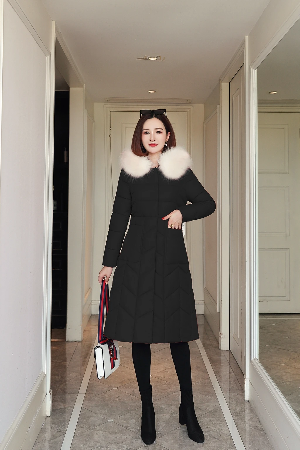 Fur Collar Nice Slim Women Winter Jacket Cotton Padded Warm Thicken Lady Coat Long Coats Parka Womens Jackets