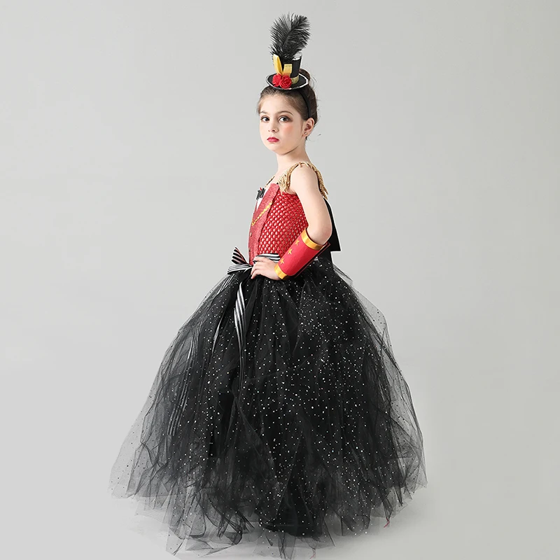 Full Length Sparkly Ringmaster Inspired Girls Tutu Dress Kids Birthday Party Pageant Halloween Costume Girl Circus Fancy Dress (7)