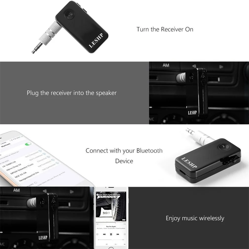 LESHP квадратный мини беспроводной Hands Free аудио Автомобиль-Стайлинг стерео выход приемник потокового воспроизведения музыки адаптер