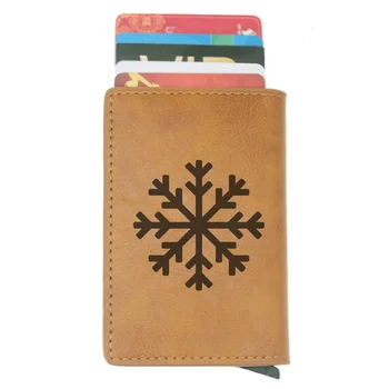 

2019 New Christmas snowflake Design RFID Credit Card Holder Anti-Theft Automatic Wallet Card Case Men Mini Leather Male Purse