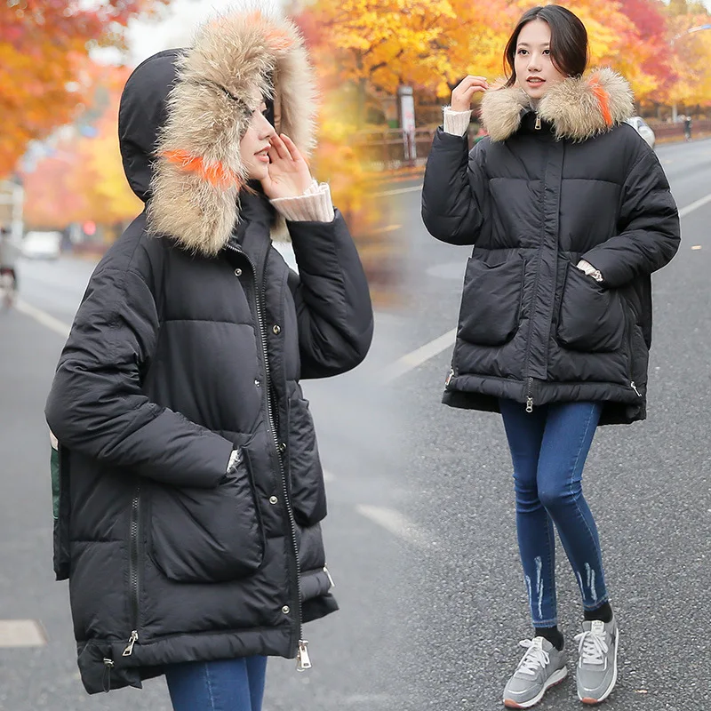 

2018 Winter Cotton Dress Thick Short Hooded Pattern Fashion Simple Versatile Solid Color Casual Warm
