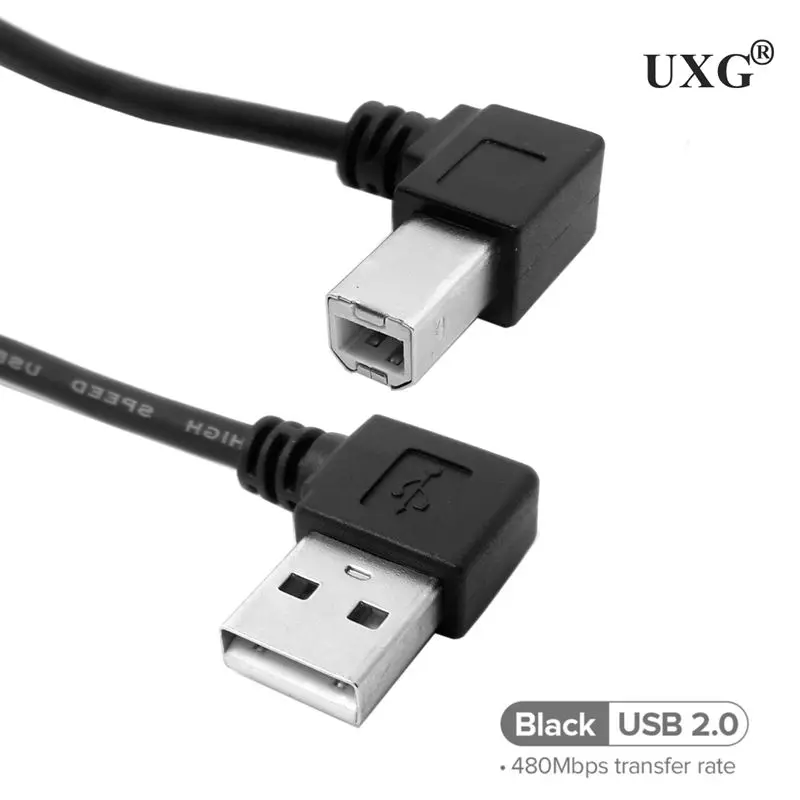 Двойной Прямоугольный коленчатый USB 2 0 штекер AM на B M Тип прямой угол d зарядный