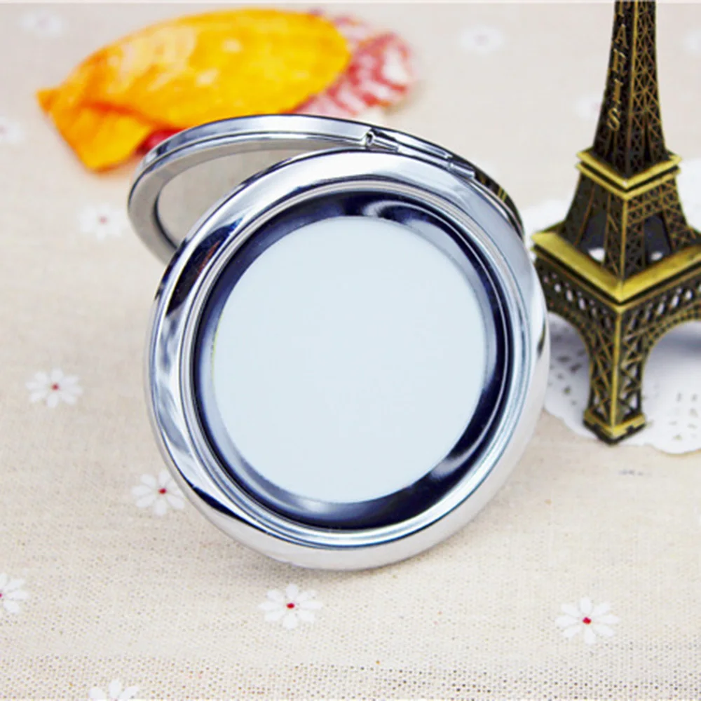 1Pc Portable Makeup Mirror Solid Color Metal Round Case Double-Side Pop-Up Pocket Mirror Beauty Accessories Rose Gold
