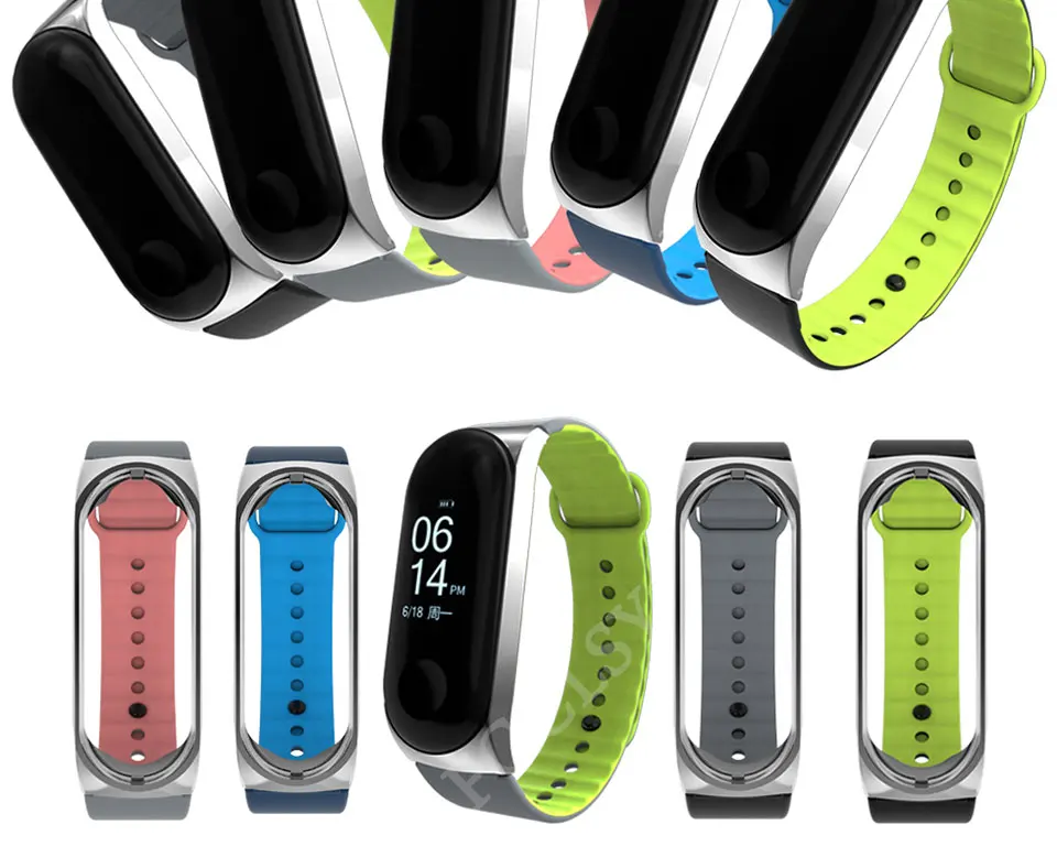 FGCLSY mi Band 4 3 спортивный ремешок для xiaomi mi band 4 3 силиконовый ремешок на запястье аксессуары браслет металлический слот для xiaomi mi band 4