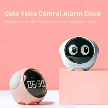 

Cute Stylish Practical Convenient Multifunctional Puppy Shape Voice Control Timer Alarm Clock with Expressions Night Light