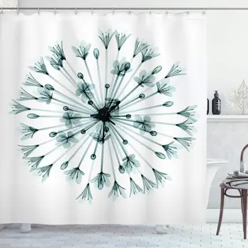 

Xray Flower Decor Collection, Pattern of Bell Agapanthus Flower Geometric Design of Nature Inner Vision Art, Polyester Fabric
