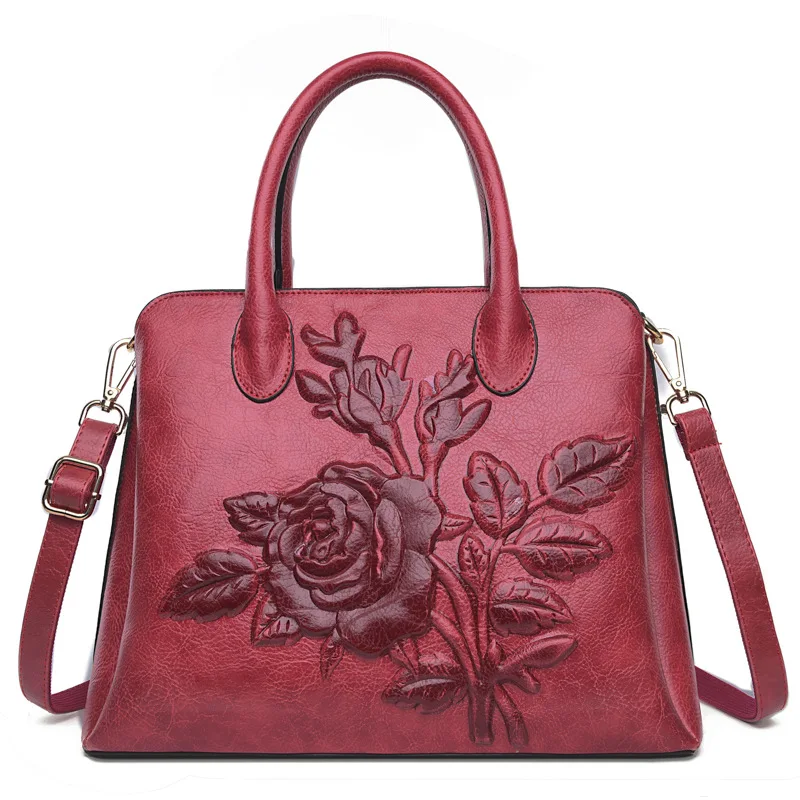 

2017 New Style Ethnic-Style Shoulder Bag Peony Three-dimensional Embossed Vintage WOMEN'S Bag Hand Shoulder Bag