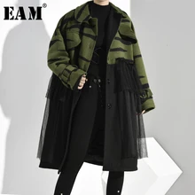[EAM] свободное леопардовое Сетчатое пальто большого размера, шерстяное пальто, парка, новинка, длинный рукав, женская мода, Осень-зима, 19A-a862