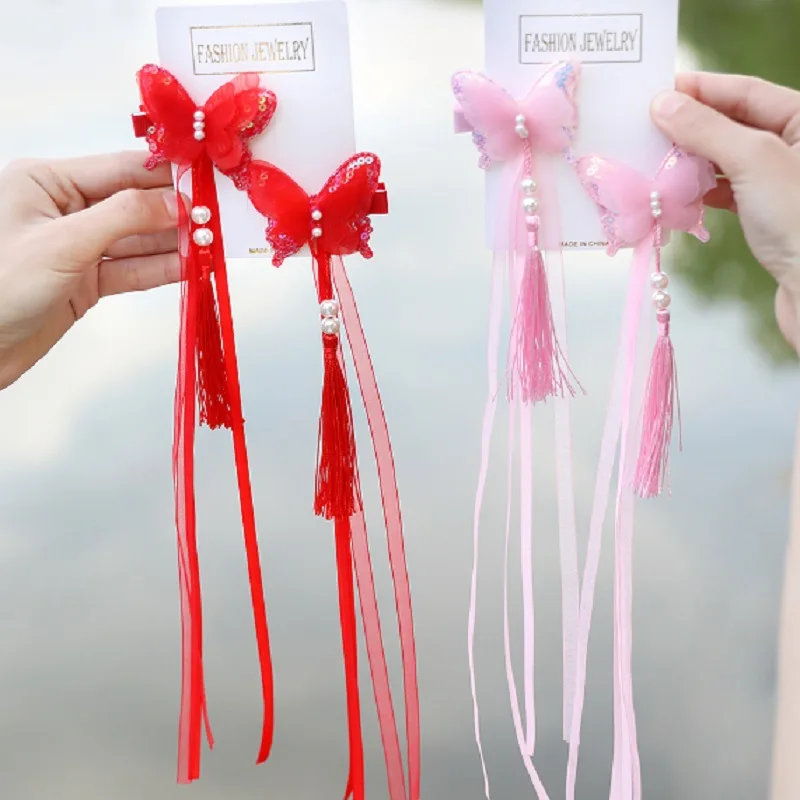 

1PC Cute Chinese Style Butterfly Hair Clips For Children Sweet Girls Hair Grips Children's series Hair Accessories HeadWear