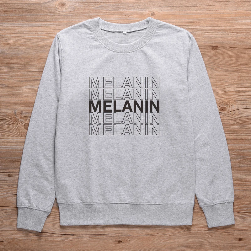 Gray ONSEME Melanin капелька унисекс Толстовка черная девочка волшебный лозунг Crewneck пуловеры для женщин уличная Harajuku толстовки спортивный костюм - Цвет: Gray