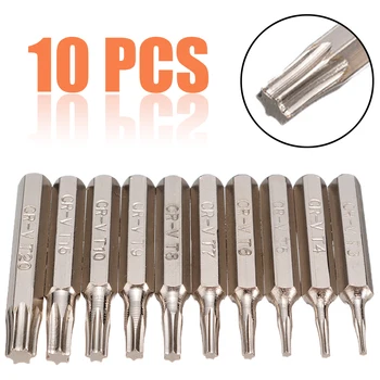 

10pcs 28mm Magnetic CR-V Precision Screwdriver Bit Set Hex Torx Screwdriver Bits Head Repair Tools T3/4/5/6/7/8/9/10/15/20