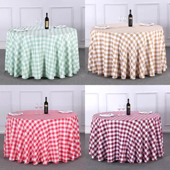 

1PC Red/Green/Blue/Coffee Multi Color Polyester Cotton Restaurant Dining Table Cloth Round Home Decor Pastoral Plaid Nappe