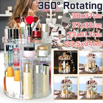 

Adjustable Acrylic Makeup Cosmetic Rack Holder 360 Degree Rotating Makeup Storage Box Shelf Jewelry Organizer Case 4 SIize
