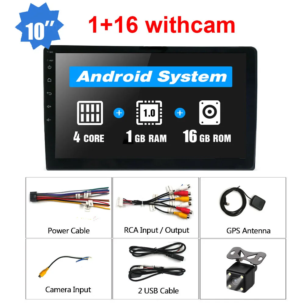 10," 2G ram 3 2G rom Android 9,1 Автомобильная магнитола стерео MP5 плеер универсальный автомобильный мультимедийный плеер аудио gps Bluetooth навигация wifi - Цвет: 10inch 1G 16G Cam