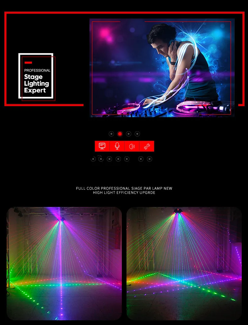 Showtime-RGB-Laserbildlinien Tonsteuerung Vollfarb-KTV-Blitz DjfLight Disco Bühnenlicht Beamscans DMX DJ Dance Bar Coffee Xmas Zuhause Party Bewirken Lichtsystem 