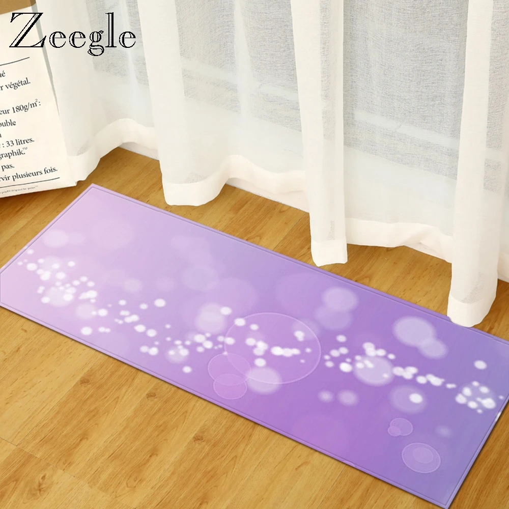 Zeegle Flannel Carpet Long Kitchen Floor Mat Anti-slip Water Absorption Foot Rug Home Decoration Doormat Bedroom Comfortable Rug