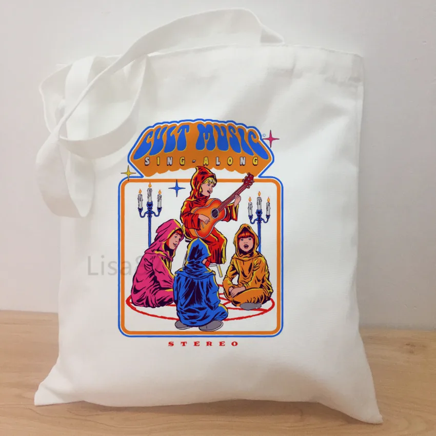 New Fashion Worship Coffee Pattern Printed Ulzzang Shoulder Bag Women the Dark Lord Design Canvas Shopping Bag Tote Bag