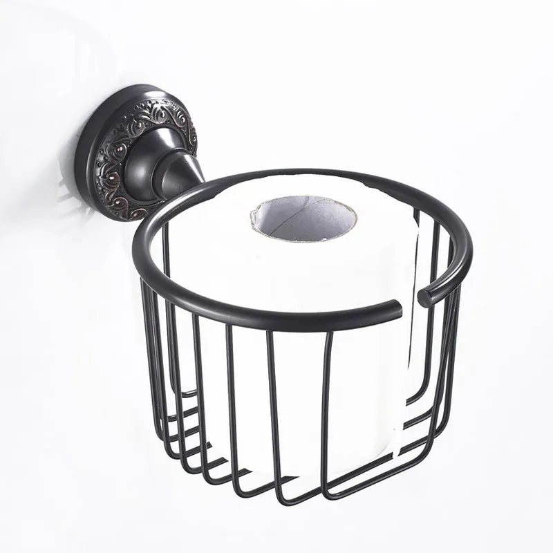 

Black Oil Rubbed Bronze Wall Mounted Bathroom Toilet Paper Holder Black Brass Roll Tissue Basket