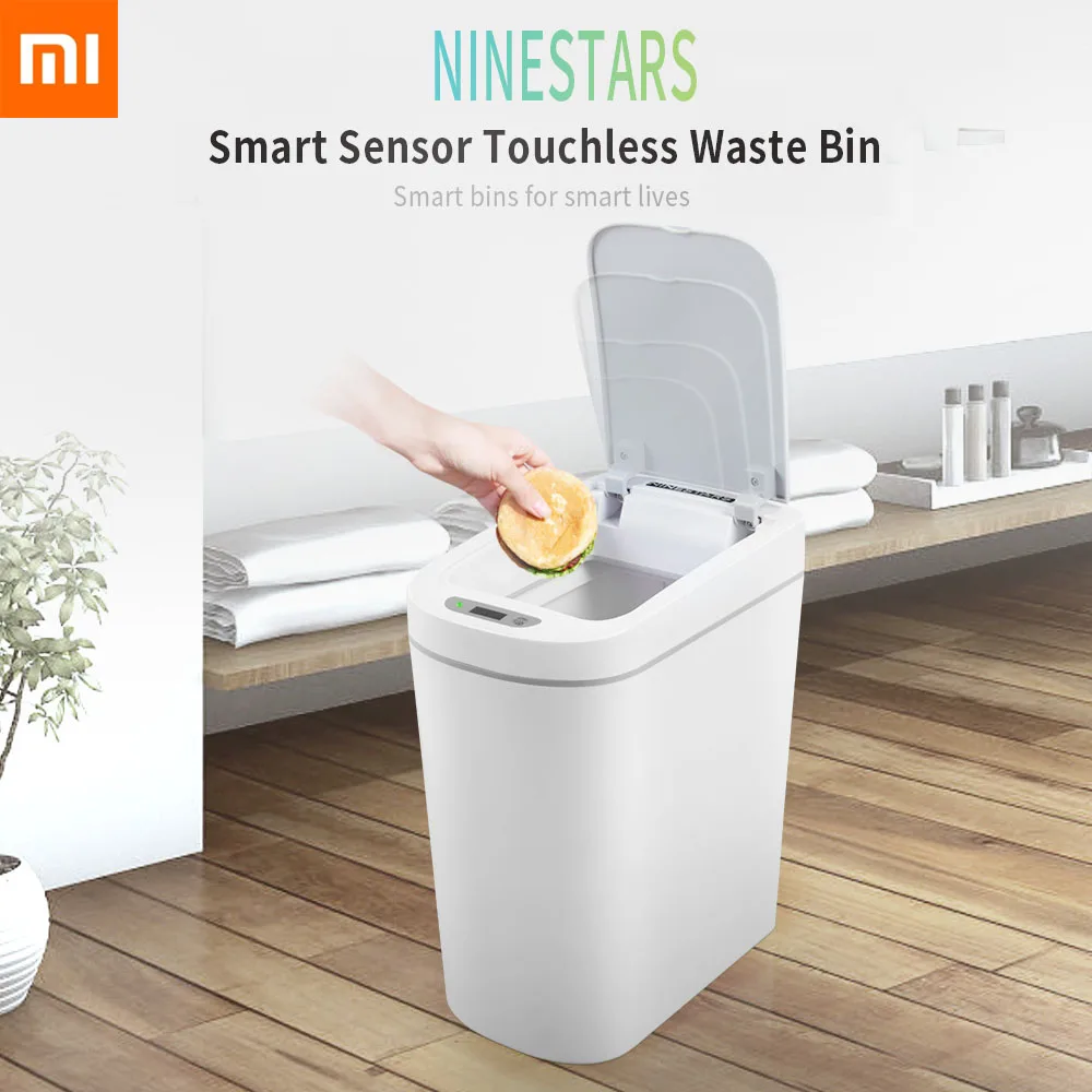 

New Original Xiaomi Mijia NINESTARS Smart Trash Can Motion Sensor Auto Sealing LED Induction Cover Trash 7/10L Home Ashcan Bins