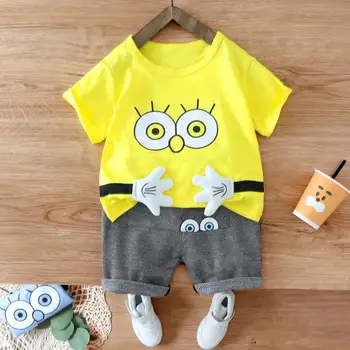 

Children Suit 2020 Summer New Boys and Girls Suits Cotton O-Neck Cute Kids Suit Baby Two-piece Sets for Boys Clothes