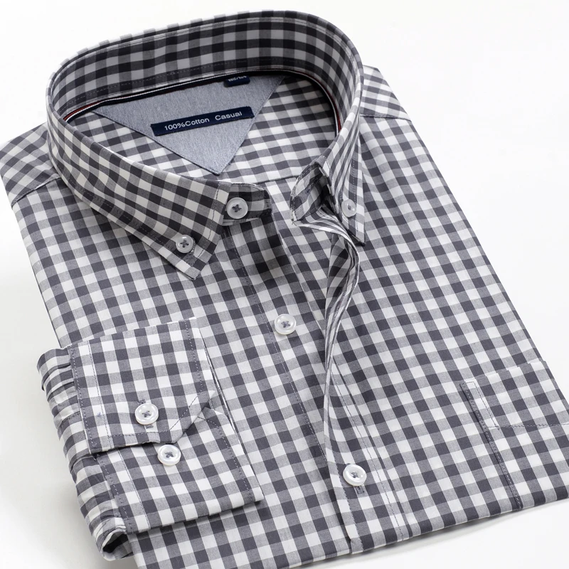 2024New Fall  Plus size long sleeve plaid shirt 8XL 9XL 10XL 11XL 12XL Men\'s 100% cotton shirt Brand clothing