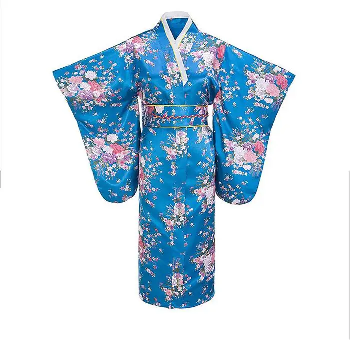 Новинка; домашняя одежда из вискозы; одежда для выступлений; Yukata; женская одежда для сна; халат; Кимоно купальный Халат - Цвет: Blue B