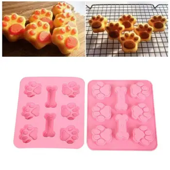 

silicone mold for cake biscuit pastry baking dog paw candy chocolate mould bone shape resin ice jello bread cake form