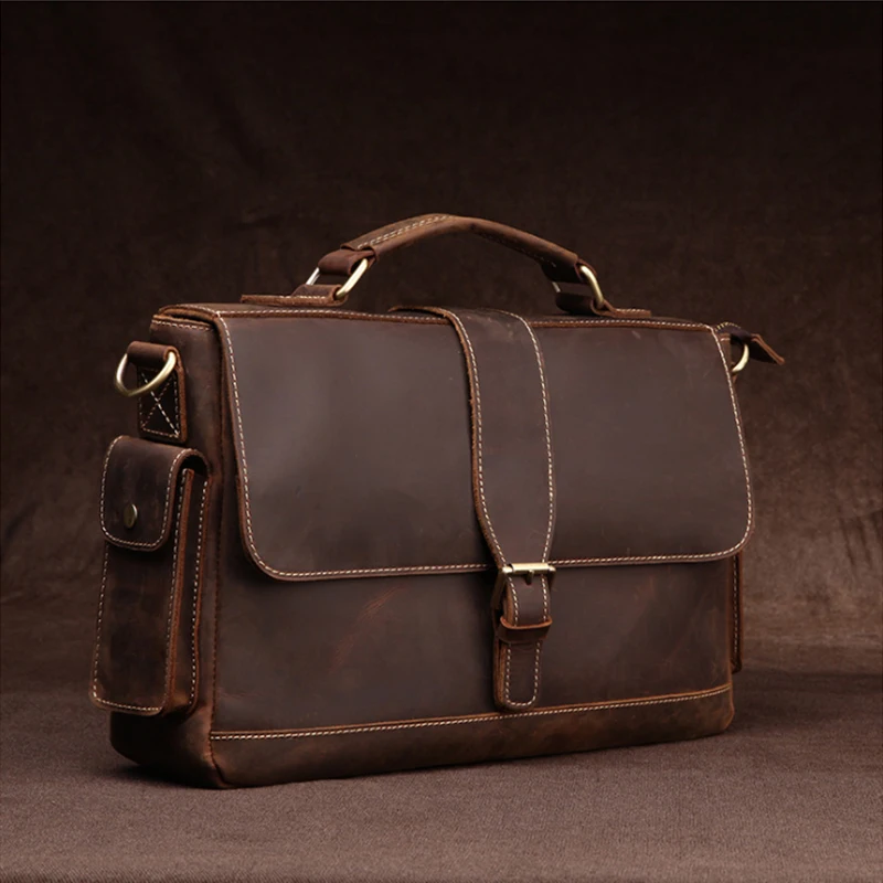 MAHEU дизайн кожаная сумочка для ноутбука для 14 дюймов верхний слой из натуральной кожи деловая сумка через плечо портфель сумка - Цвет: Design 1 (37cm)