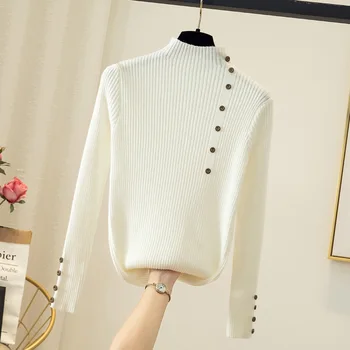 

2020 Winter Knitted Half-Turtleneck Slim Women Pullover Autumn Feamle Casual Knitwear Loose Sweater Pull Jumper