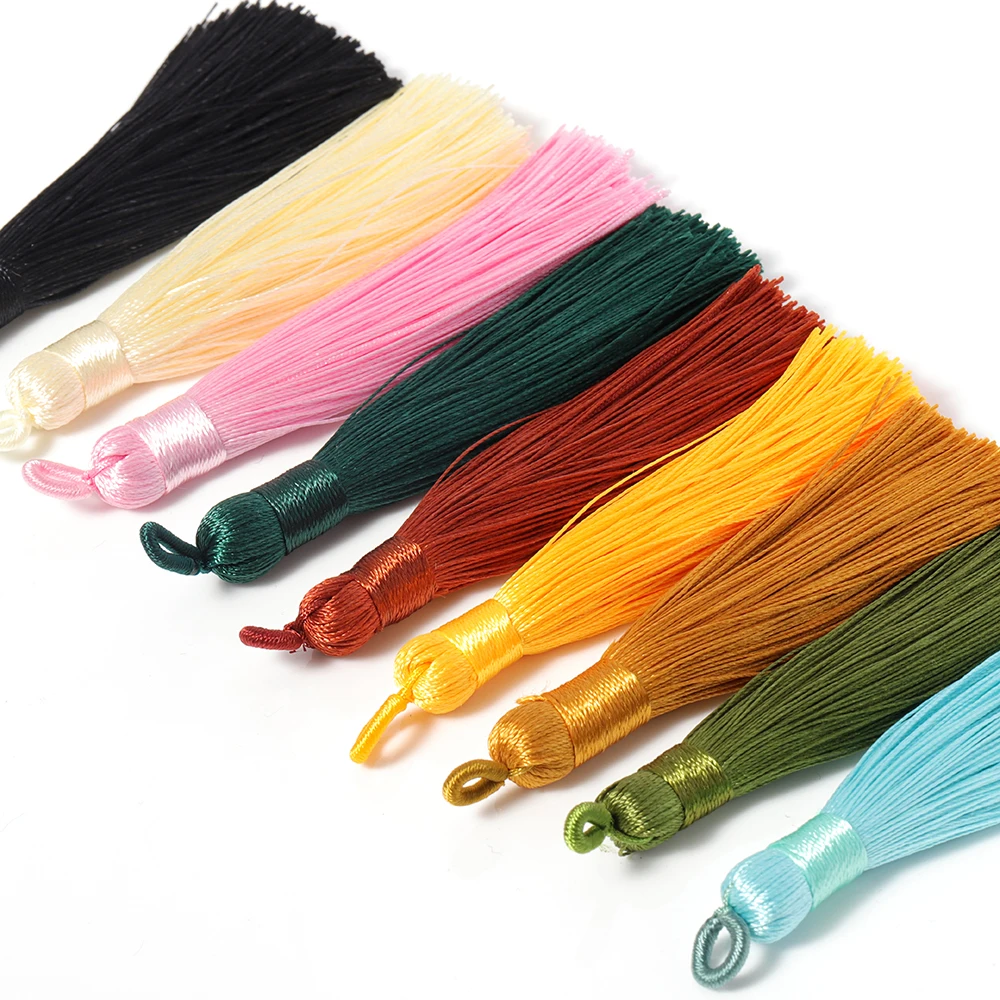 

10pcs 8cm Colorful Silk Hanging Rope Fringe Tassel Brush Earring Charms Pendant For Handmade Crafts Diy Women Jewelry Findings