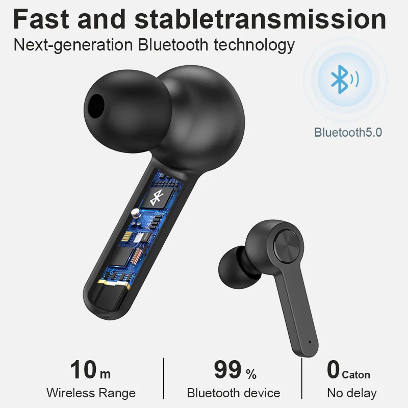 2020 Long Standby Wireless Headphones TWS Bluetooth5.0 earphone HiFi Waterproof earbuds Touch Control Headset for sports /game