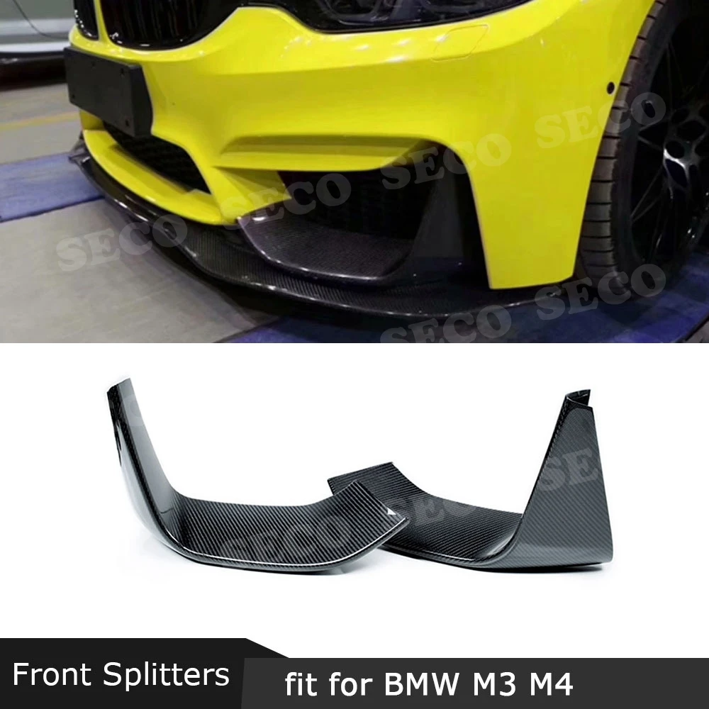 Для M3 M4 карбоновое волокно переднего бампера для губ разветвители клапаном Cupwings для BMW 3 серии F80 M3 4 серии F82 F83 M4 2012 - Цвет: front splitters