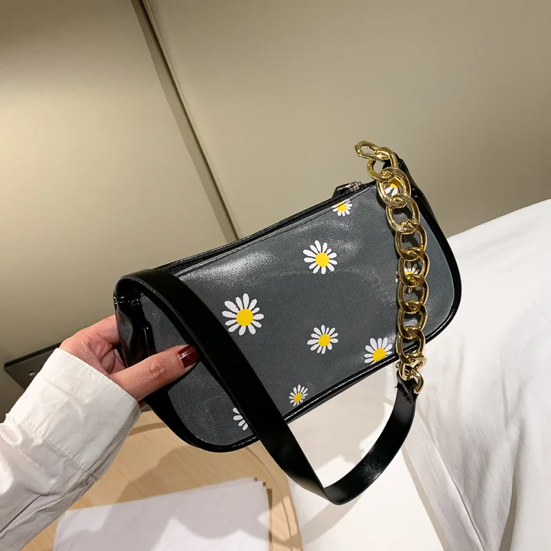 

Summer fashion flowers armpit bag bag bag chain shoulder bag female bag new 2020 clear bag hand bags evening clutch bags