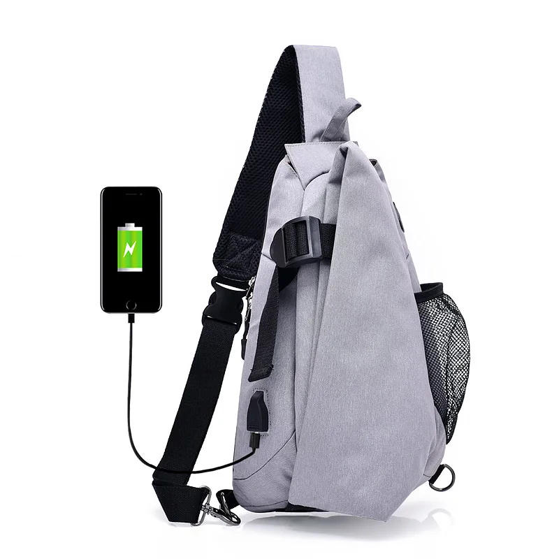 

Smart USB Interface Charging Large-Volume New Style Canvas Dacron Men Chest Pack Anti-Spillage Sports Backpack