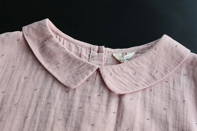 7788 New Summer Women Blouse Japan Style Loose Peter Pan Collar Short Sleeve Tops Casual Pullover Shirts Women 5