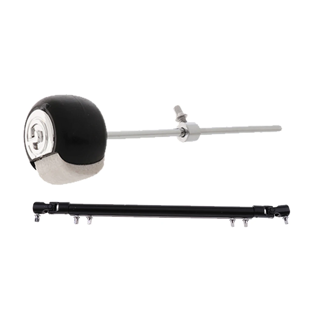 Double Bass Kick Drum Pedal Link Bar Driveshaft Rod with Drum Beater for Percussion Instrument