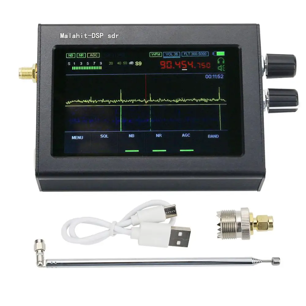 Upgrade 50KHz-2GMHz Malachite SDR Receiver Radio DSP SDR Receiver 3.5 inch Touch Screen with Registration Code Antenna