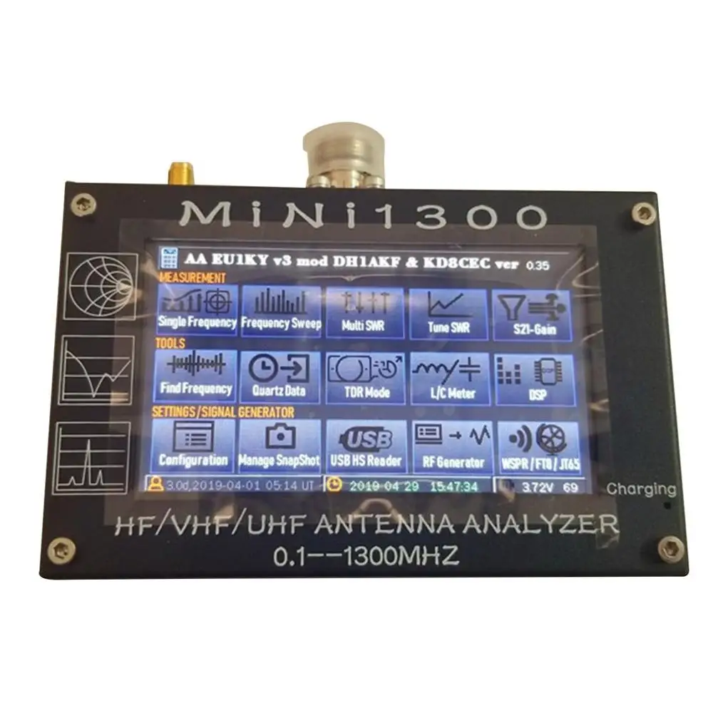 Uv+ Hf Mini1300 4." Touch Lcd 0.1-1300Mhz 13.Ghz Hf/Vhf/Uhf Ant Swr Antenne Analyzer Meter+Rechargeable Batery