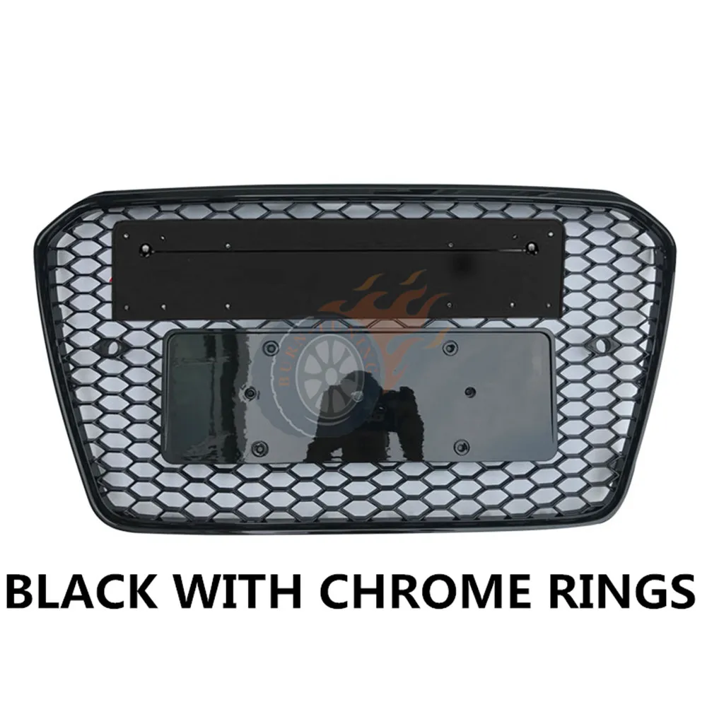 Сотовый стиль решетка ABS для A5 S5 RS5 2012- Шестигранная сетка передний бампер для автомобильного стайлинга гоночный гриль с европейской пластиной держатель - Цвет: C