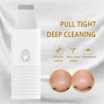 

Hot Sale Ultrasonic Ion Facial Skin Scrubber Deep Face Cleaning Machine Peeling Rechargeable Skin Care Device Beauty Instrument
