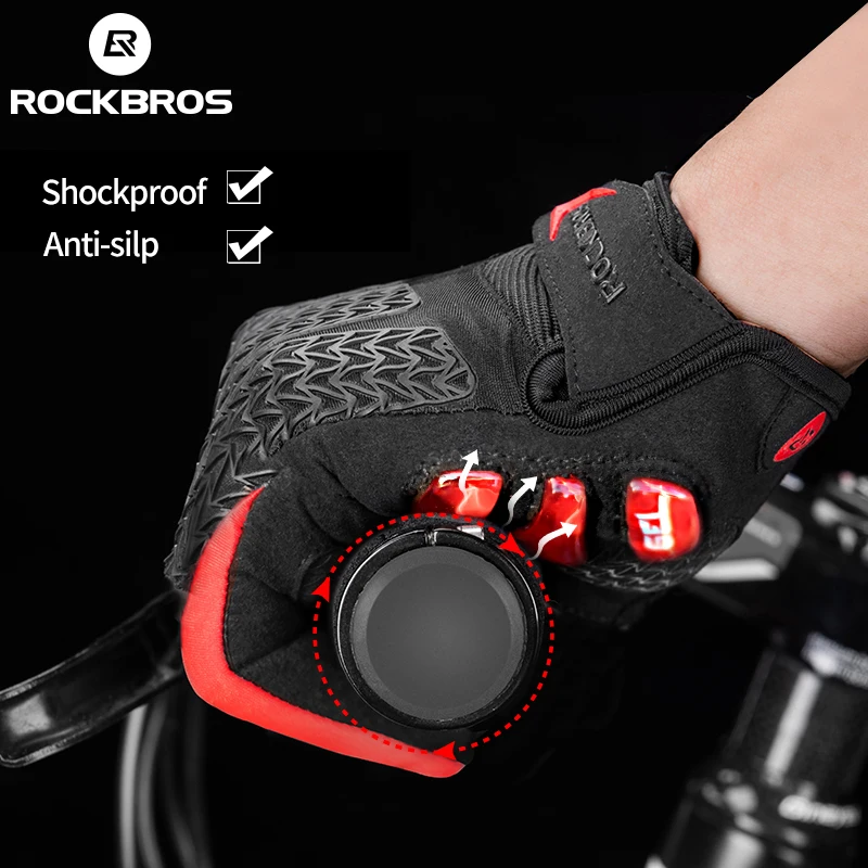ROCKBROS GEL Silicone Cycling Gloves Fleece Full Finger Touch Screen MTB Road Bike Gloves Motorcycle Winter Bike Accessories 4
