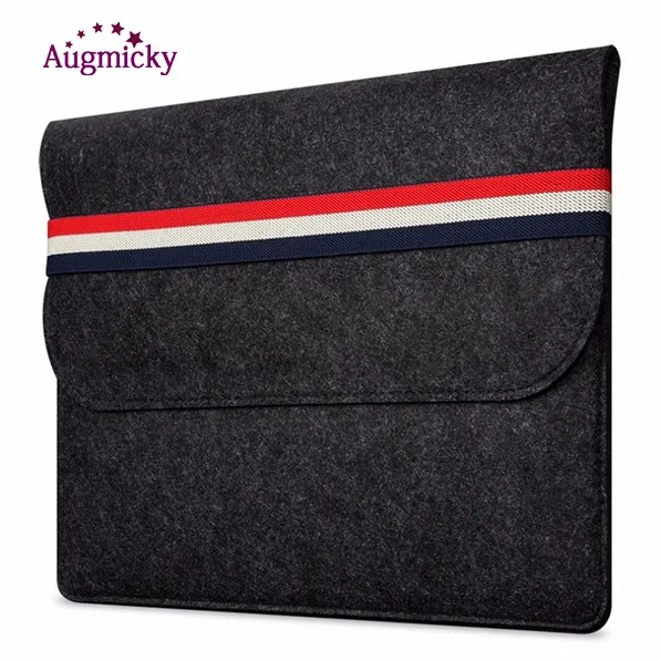 NEW Wool Felt Soft Sleeve Laptop Bag For Macbook Air Pro Retina 11 13 15 inch Notebook Tablet Carry Case Cover for HP Dell - Цвет: Black