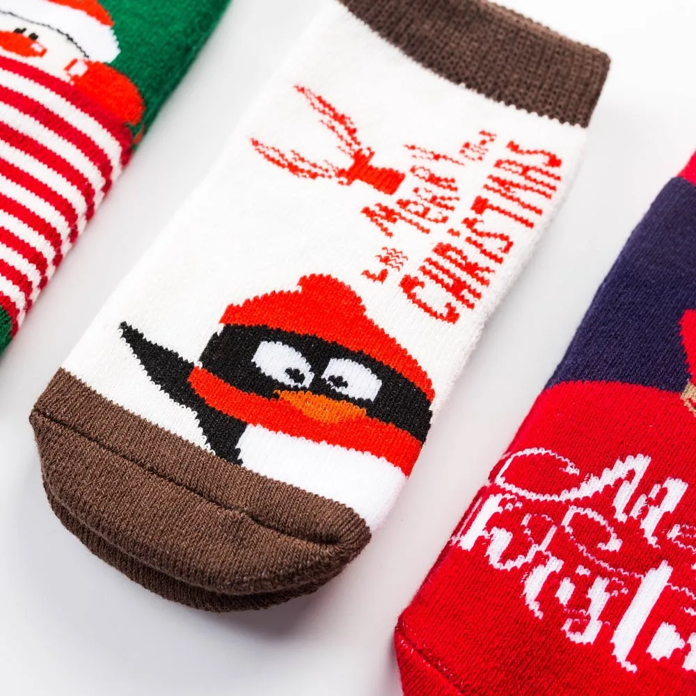 Новинка года, детские носки 3 пары рождественских носков детские носки со снежинками для маленьких мальчиков и девочек зимние Нескользящие теплые носки для малышей