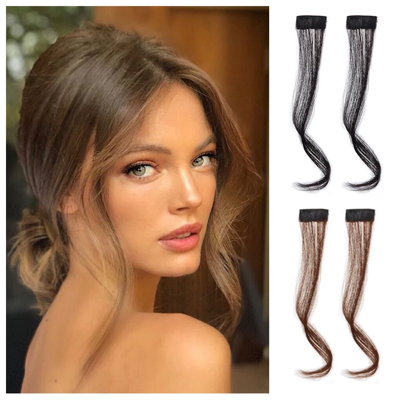 Fashion-extensiones de cabello humano brasileño, cabello Real no Remy con flequillo y barba de dragón, 100%