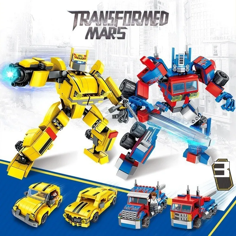 

Transformation Robot Super Racers Car Building Blocks 3In1 Super Hero Building Blocks Compatible City Technic Bricks Child Toy