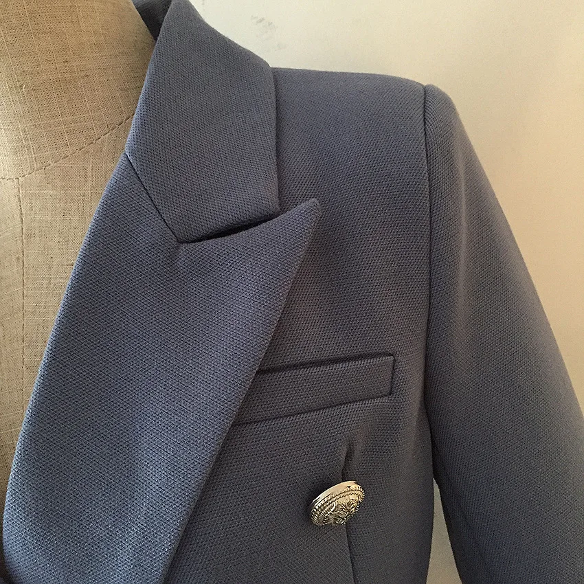 

High-End Top Goods 2019 Europe And America Hot Selling Female Suit Double Breasted Metal Lion's Head Buckle Thick Suit Jacket